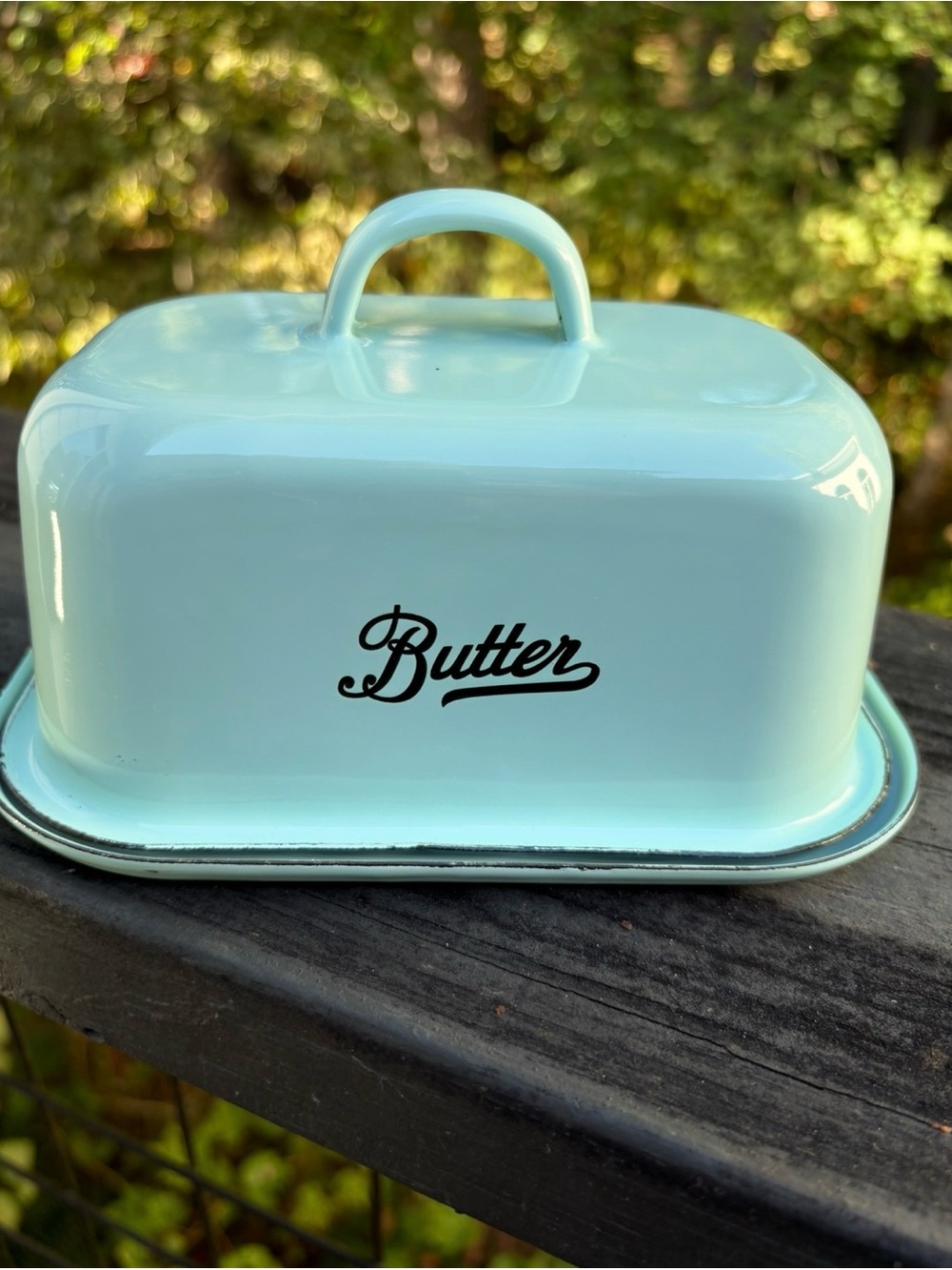 Retro Enamel Butter Dish -